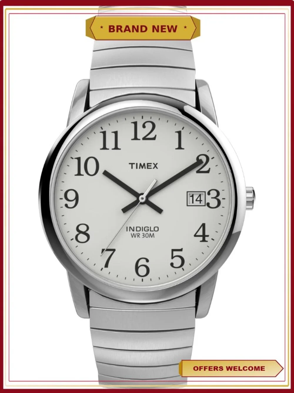 Men's Silver-tone Expansion Watch Easy Reader